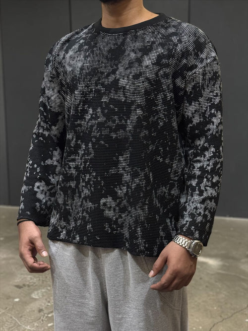 All Over Black Waffle Knit Oversized T-Shirt