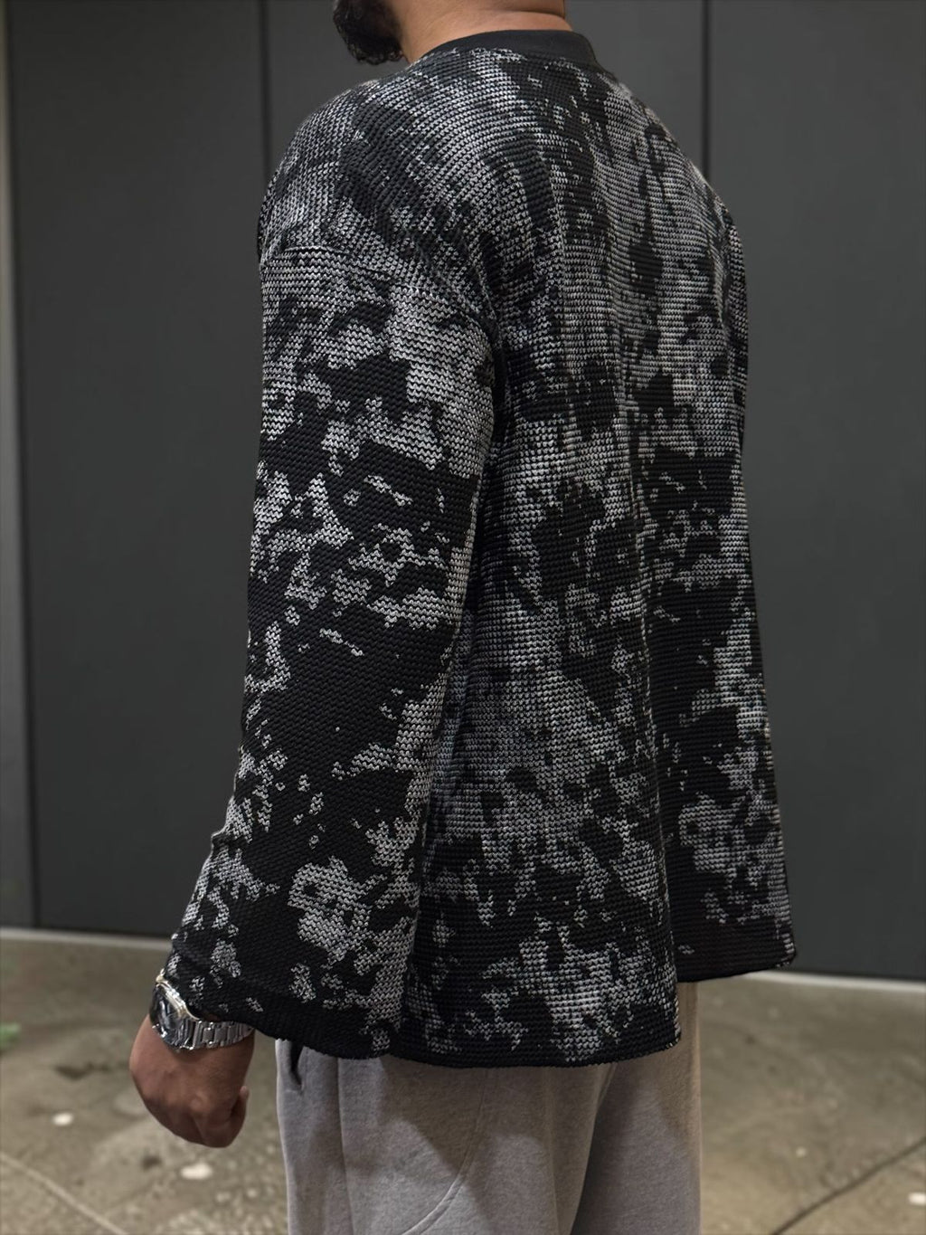 All Over Black Waffle Knit Oversized T-Shirt