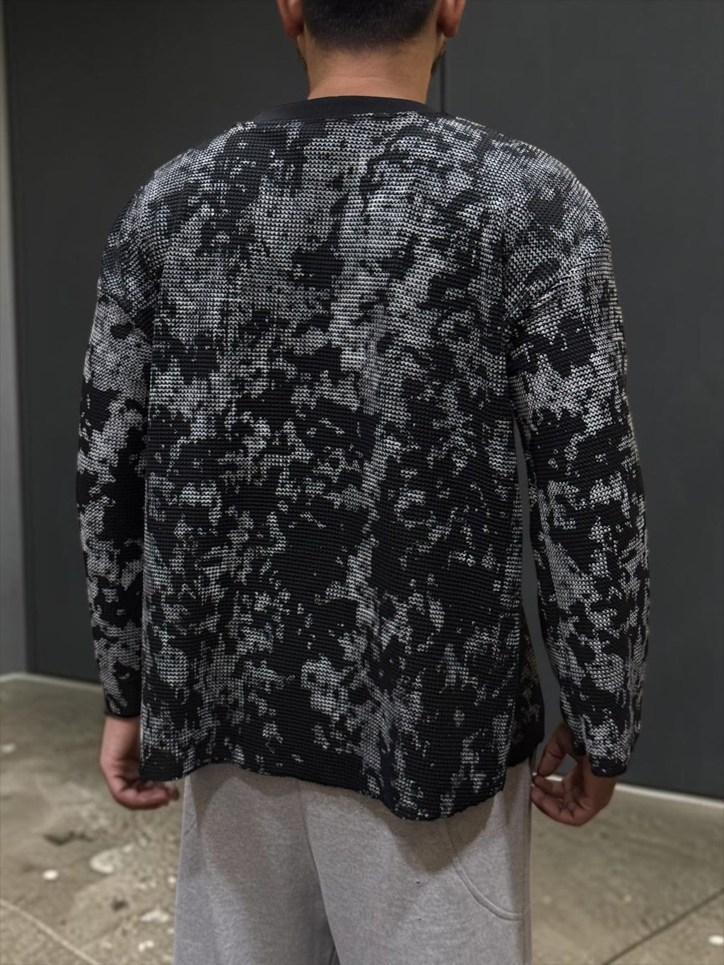 All Over Black Waffle Knit Oversized T-Shirt