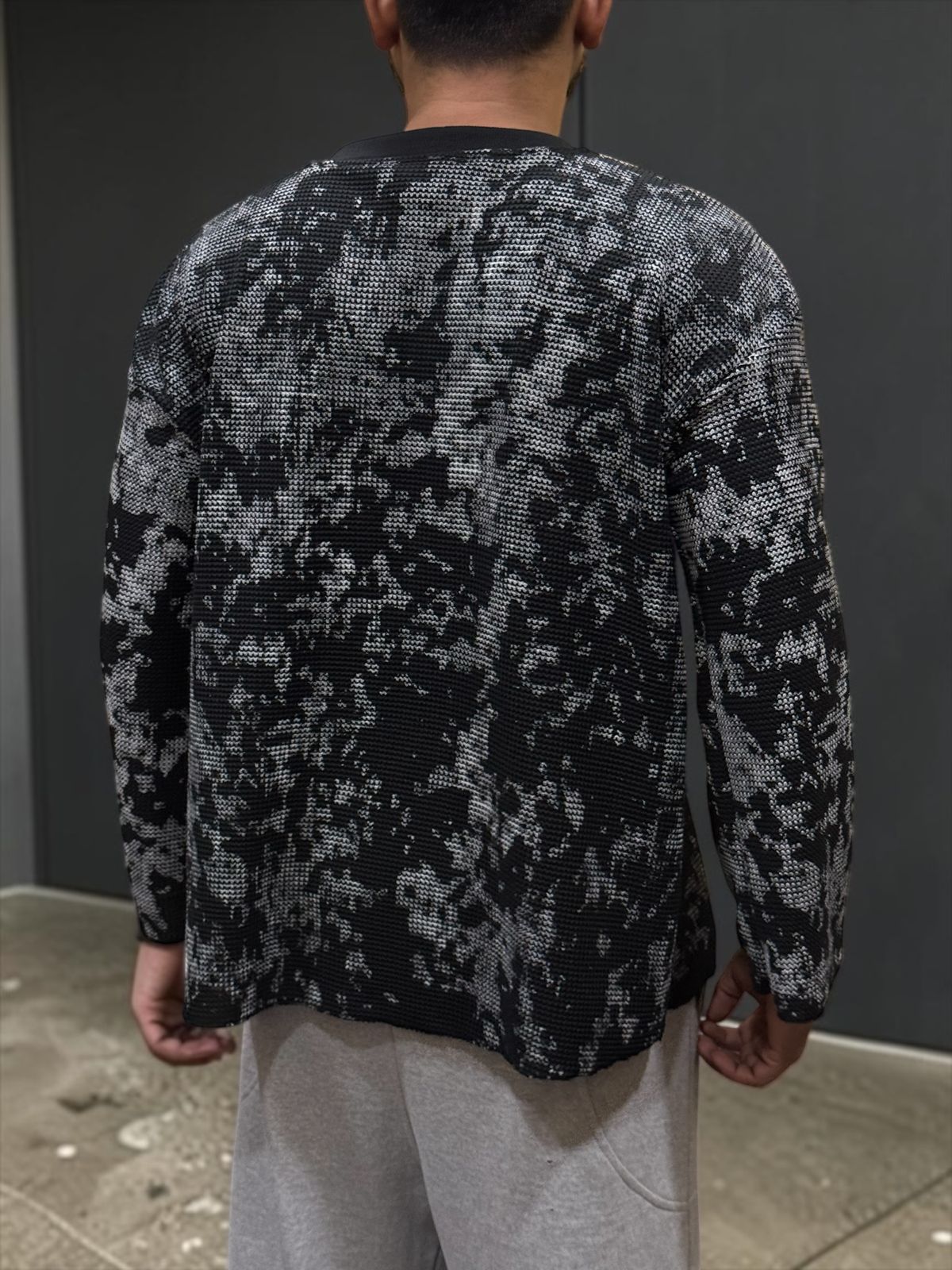 All Over Black Waffle Knit Oversized T-Shirt